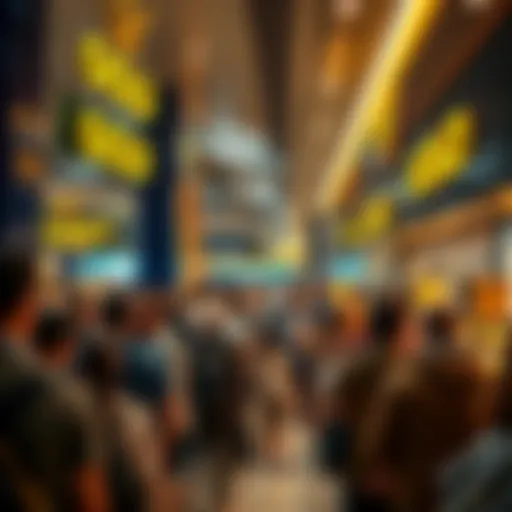 Crowd of people waiting in line at a gold store in Sydney, showcasing strong demand for gold purchases.