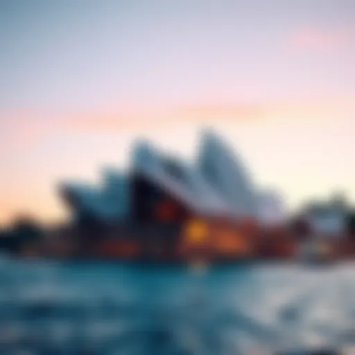 Sydney Opera House A view of the Sydney Opera House with its distinct sail-like design against a clear sky.