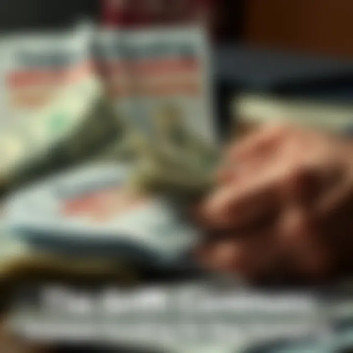 A close-up of hands counting cash while documents labeled 'Taxpayer Funding' are in the background, signaling concerns over spending practices.