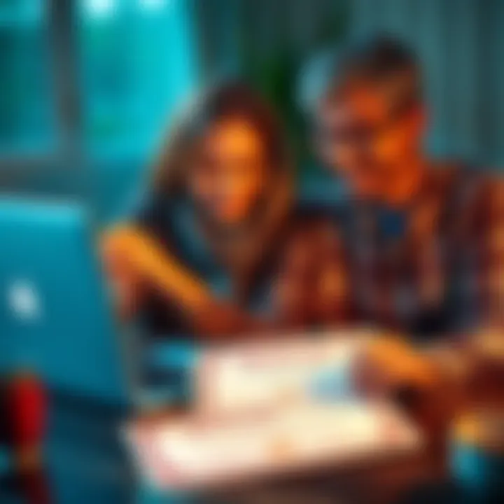 Teaching Bitcoin to Mom A person explains Bitcoin to their mom using a laptop, with a certificate on the table celebrating her understanding of cryptocurrency.