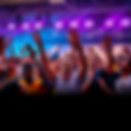 A diverse group of people cheering and celebrating as they aim to reach a goal of 100k, with excitement and determination in the air.