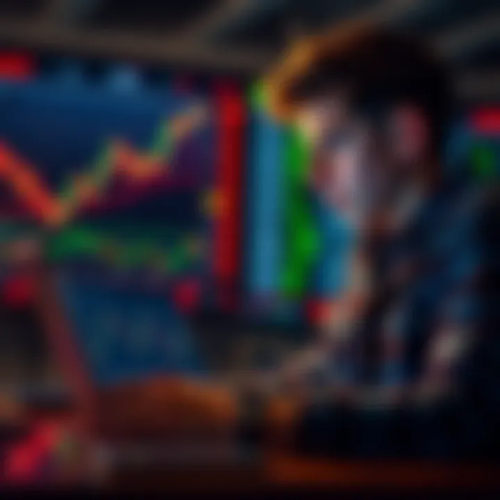 An 18-year-old looking at stock market charts on a laptop, excited about starting trading.
