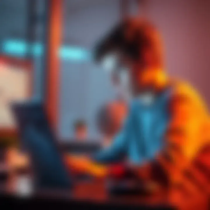 Teen Investing in Bitcoin A 17-year-old looking at a laptop with a Bitcoin graphic on the screen, contemplating investment options.
