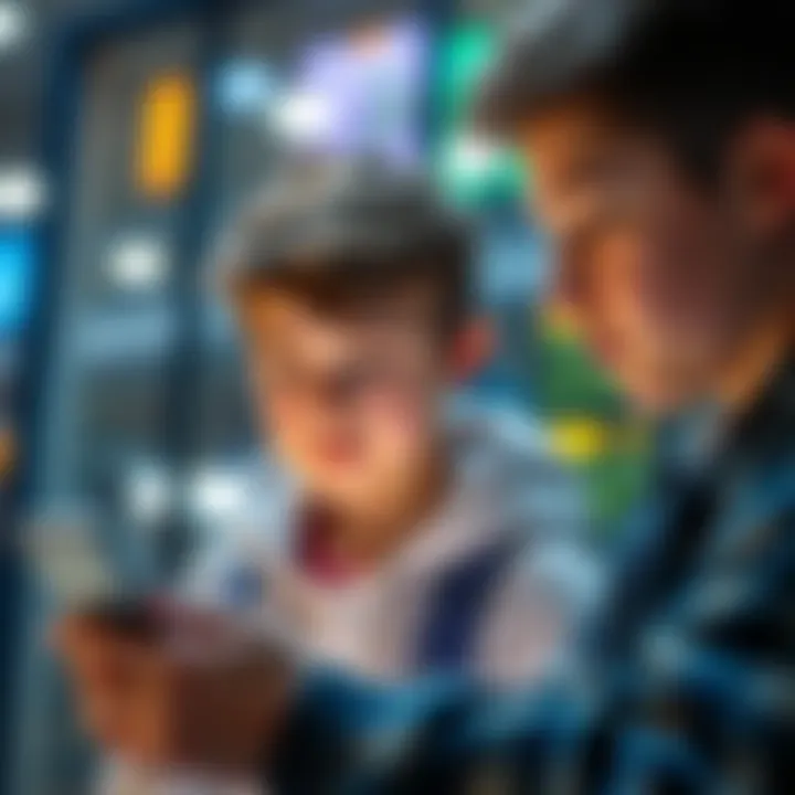 A 16-year-old looking at a smartphone with a banking app, considering adult account options