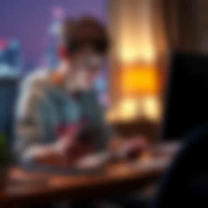 Teenager with smartphone looking at cryptocurrency A 16-year-old in Serbia checks cryptocurrency prices on a smartphone while sitting at a desk, exploring options for purchasing digital currency.