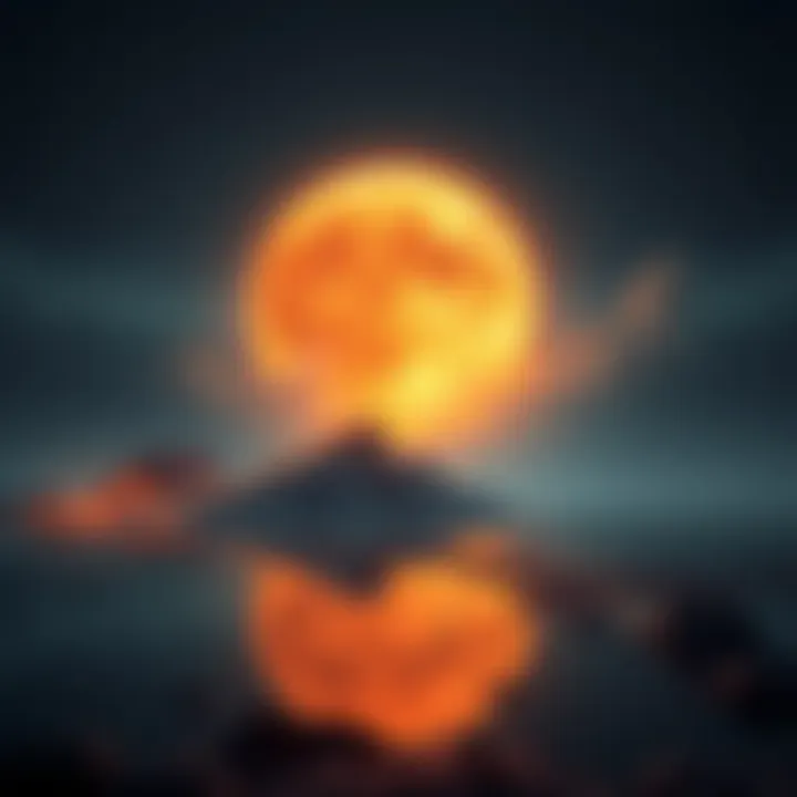 A graphic showing a downward trend in cryptocurrency value, representing the fall of Terra Luna, with a somber backdrop symbolizing loss and reflection.