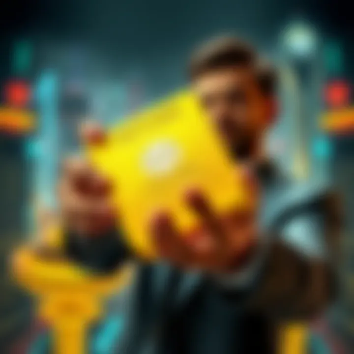 Tether's CEO Ardoino holding a gold bar with a futuristic city backdrop, representing a new financial era