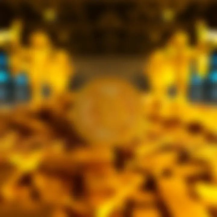 Tether's logo with piles of gold bars, symbolizing their recent gold purchase worth $19.8 billion
