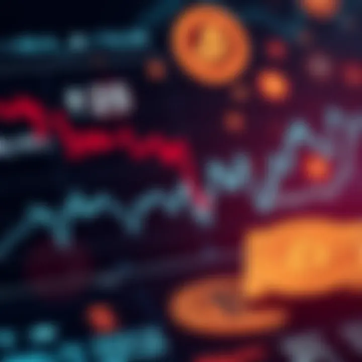 A chart showing Tether's declining performance with Bitcoin symbols in the background, indicating market concerns.