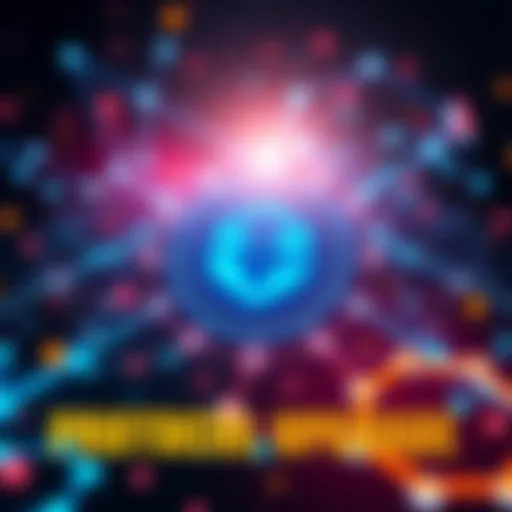 Visual representation of the Tezos network showing improved performance with fast block creation and enhanced security features.