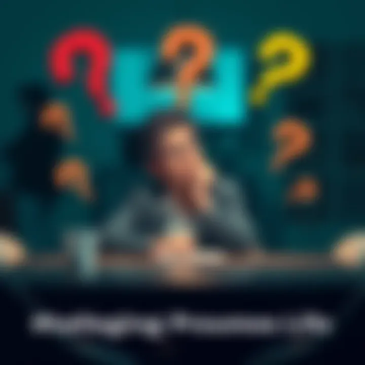 A person sitting at a table with a thoughtful expression, surrounded by question marks, symbolizing the challenge of assumptions in daily life.