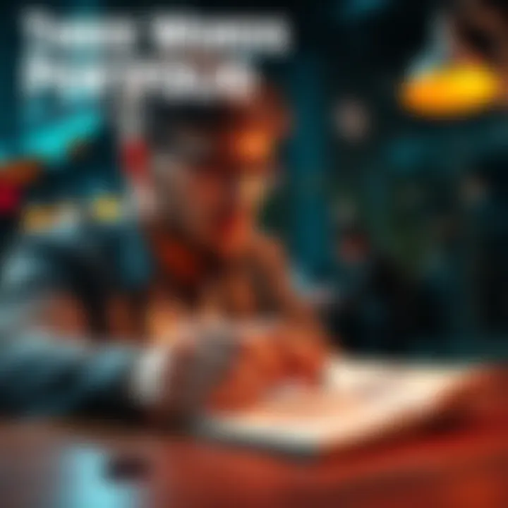 A person thinking while writing three impactful words on a notepad, representing their skills and experiences.