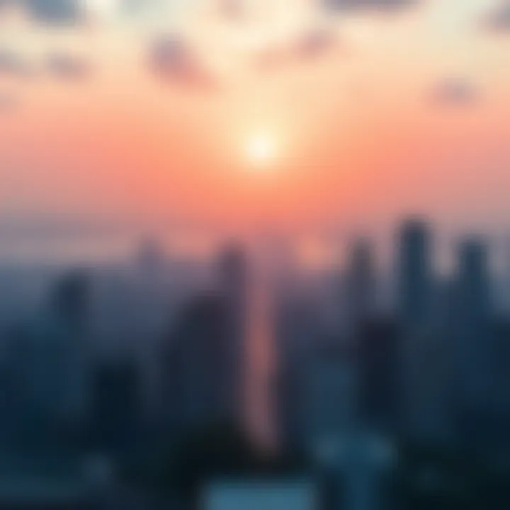 Thriving Investment Landscape A bright sunrise over a city skyline symbolizing a booming investment environment in 2025