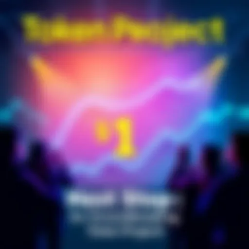 Graph showing a token project on the rise towards $1 with excited people discussing it in the background.