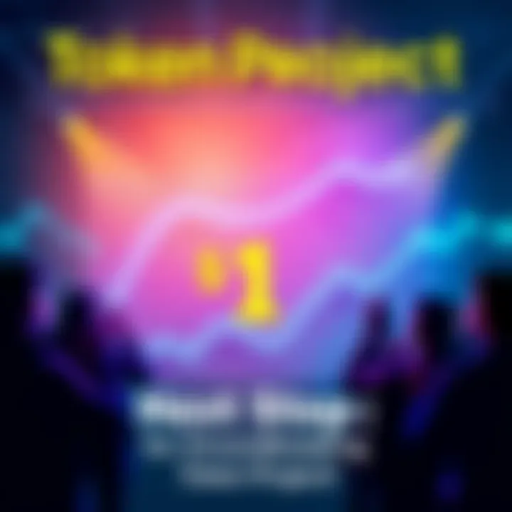 Graph showing a token project on the rise towards $1 with excited people discussing it in the background.