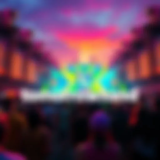 Colorful festival scene with people enjoying music and dancing, representing Tomorrowland Brasil 2027