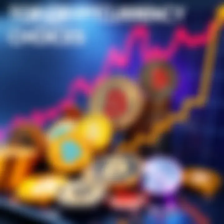 Top Cryptocurrency Choices A collection of popular cryptocurrency tokens displayed with upward trends on a chart background.