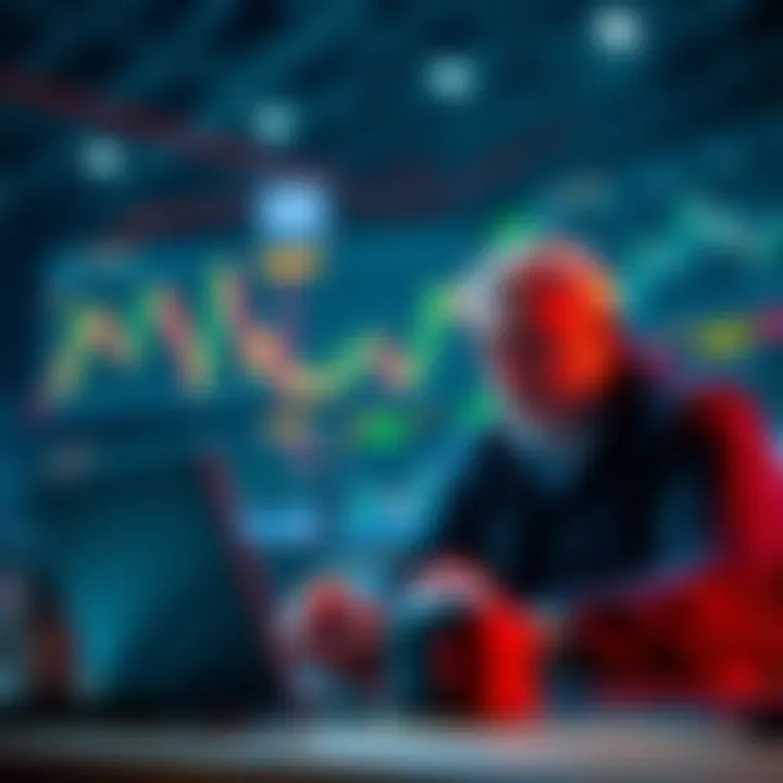 Trader Planning Bitcoin Purchase A trader looking at Bitcoin charts on a laptop, contemplating another investment after previous losses.