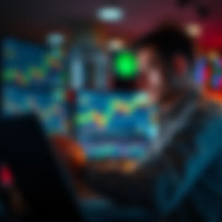 A trader seriously analyzing cryptocurrency charts on a laptop, reflecting on past losses and lessons learned.