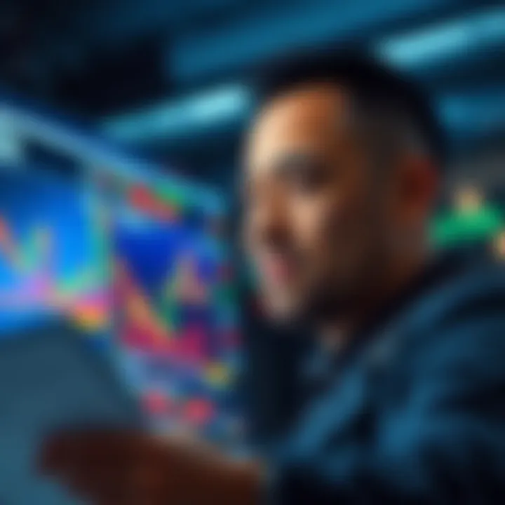 A trader reviewing charts with a thoughtful expression, contemplating the decision to automate trading strategies.