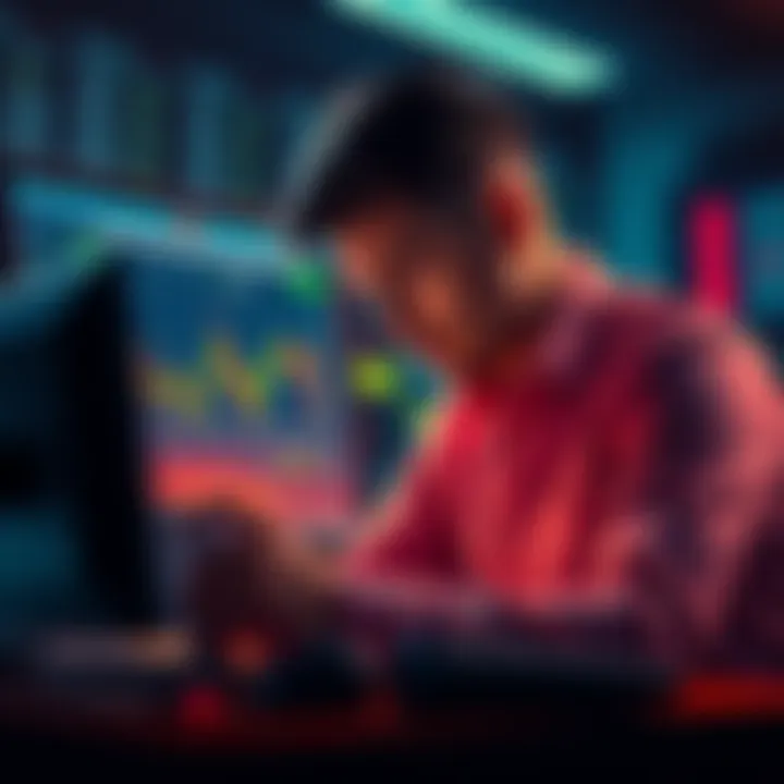 A stressed trader looking at tax documents and a computer screen displaying a DeFi platform