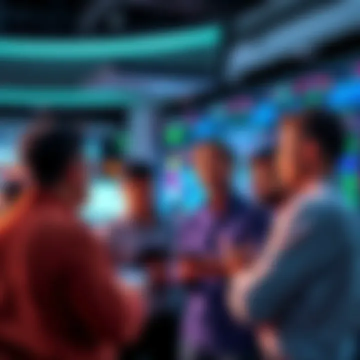 Group of traders sharing insights and strategies in a vibrant discussion forum