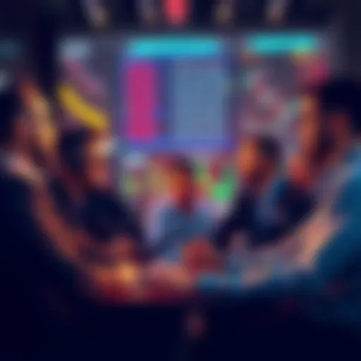 Group of traders sharing tips in a meeting about mentorship strategies