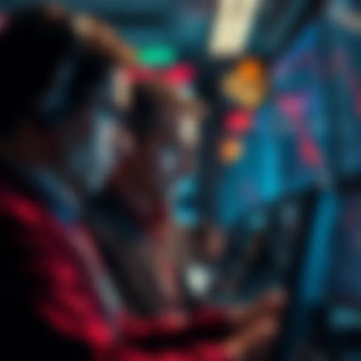 Traders looking at screens displaying a sharp decline in cryptocurrency prices, showing concern and confusion.