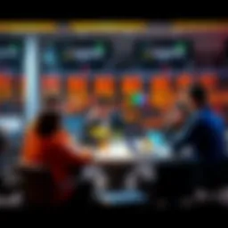 A group of people engaging in a discussion about trading strategies and sharing insights at a round table