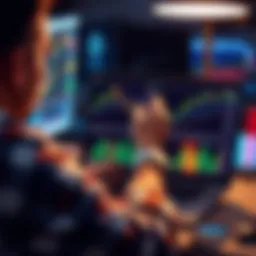 A person analyzing trading graphs on a laptop, showing successful trades and earnings.