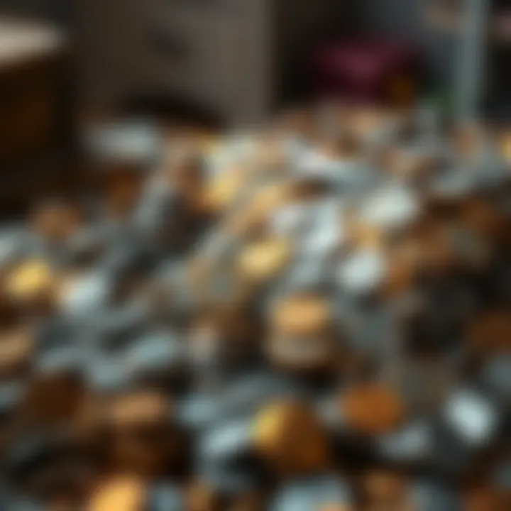 Treasure Chest of Coins A pile of over 500 pounds of assorted coins including silver dollars and half dollars found in a bedroom