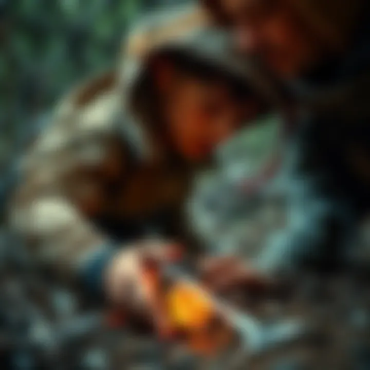 Treasure Hunter Searching for Diamonds A treasure hunter examines the ground with a metal detector, focused on finding hidden diamonds.