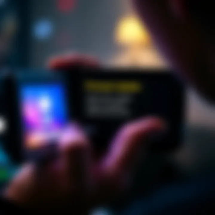 Person examining a Trezor hardware wallet with a digital screen displaying a firmware update alert.