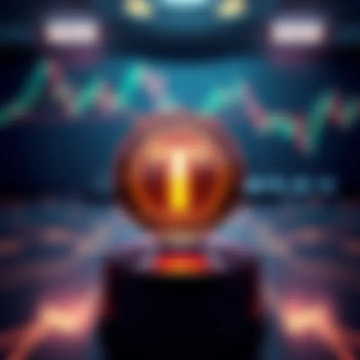 A graphic showing the Trump family logo connected to Tether's private blockchain with financial charts in the background.