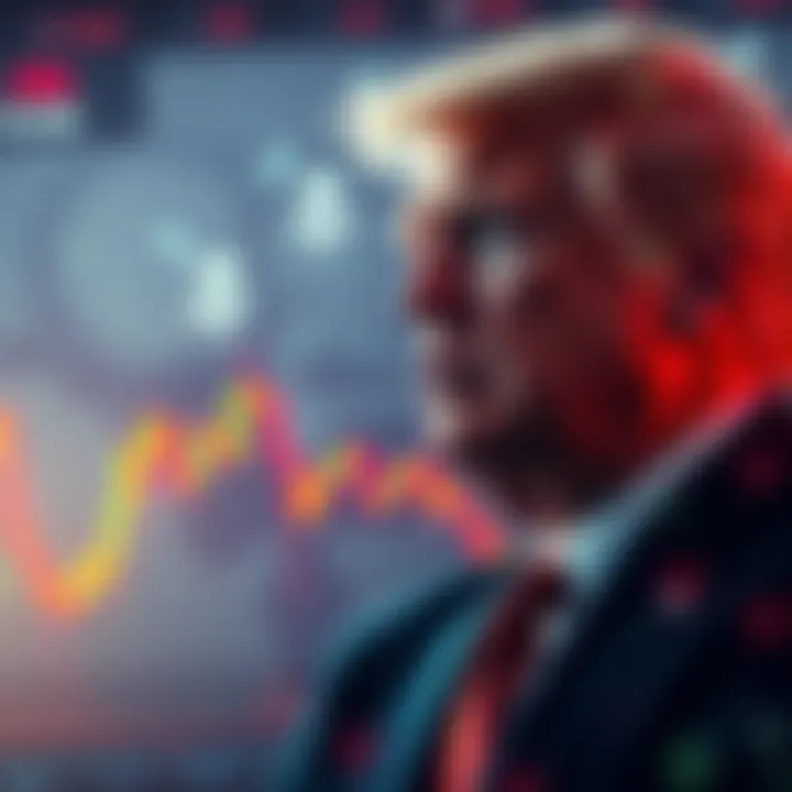 Trump's Influence on Crypto A graphic showing a stock chart symbolizing crypto market fluctuations alongside an image of President Trump, depicting the connection between his policies and cryptocurrency stability.