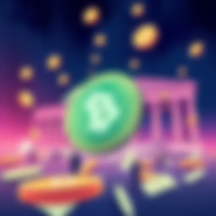 Illustration of Trump's WLFI project borrowing stablecoin, showing locked depositors and currency flow
