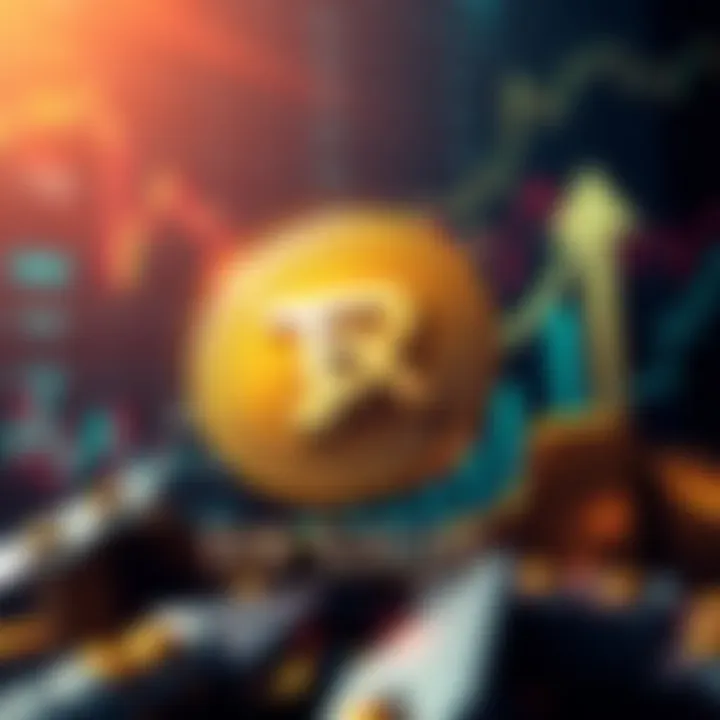 A graphical representation of TRX coin value rising to $100 by December 2026, with a background of financial charts and upward arrows, symbolizing market growth.