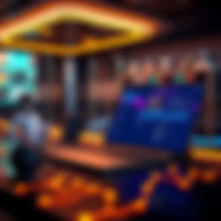 A digital representation of the Tyon platform interface, showcasing features of the Hedera blockchain, with a modern design and blockchain elements.