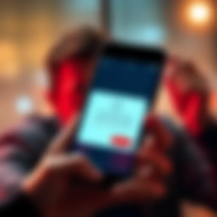 Unauthorized charge notification A phone displaying an unauthorized charge alert with a worried person in the background