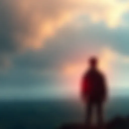 A person standing still while looking at a static landscape, symbolizing unchangeable realities in life