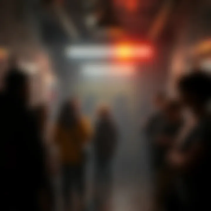 Underground Gathering A group of people sharing ideas in a dimly lit room filled with art and posters