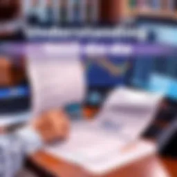 A person reviewing trading statements and tax forms at a desk, with a calculator and computer