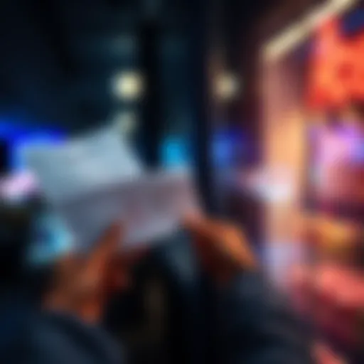 A person looking at a receipt with highlighted discounts and fees, analyzing their spending