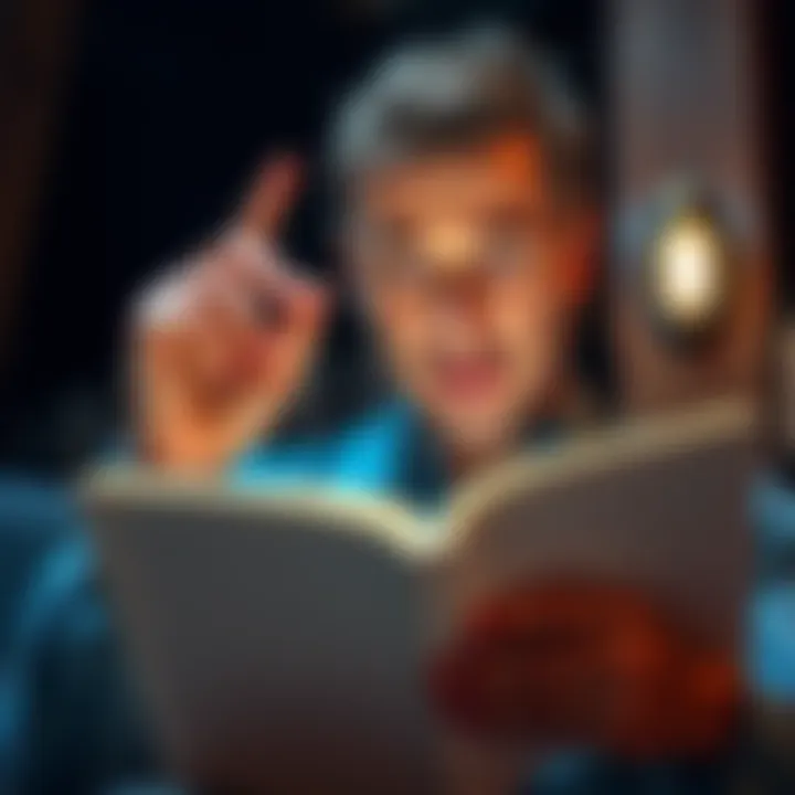 Understanding Key Points A person reading a book with a puzzled expression, highlighting the importance of clarifying misunderstandings about a topic.