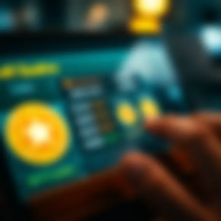 A close-up view of a digital wallet screen showing unexpected coins and their balances, with a concerned user in the background.