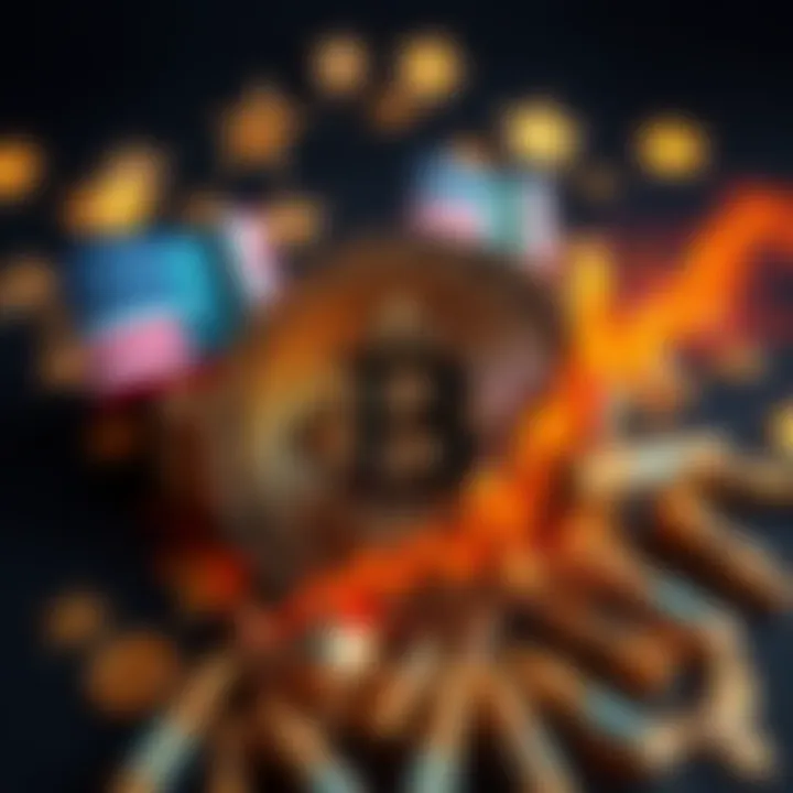 A visual representation of Bitcoin surrounded by U.S. symbols, illustrating potential financial implications of U.S. ownership.