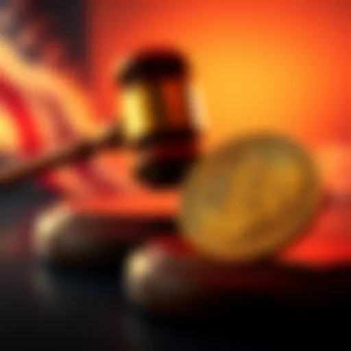 A gavel and a cryptocurrency coin symbolizing legal decisions in the crypto market