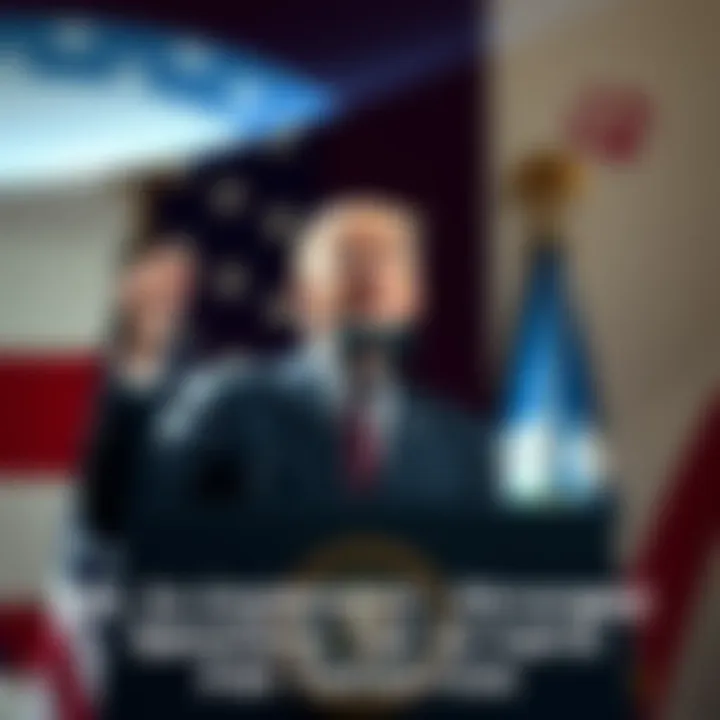 President giving a speech with a backdrop of the US flag, announcing new sanctions on Iran.
