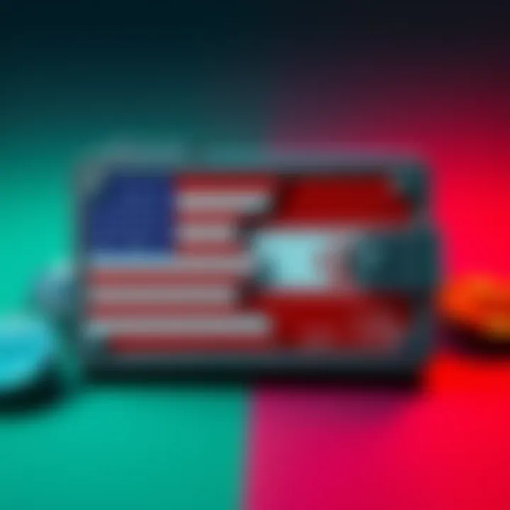 A digital representation of a crypto wallet with a U.S. flag and Iranian flag, symbolizing the seizure of crypto assets by the USA from Iran.