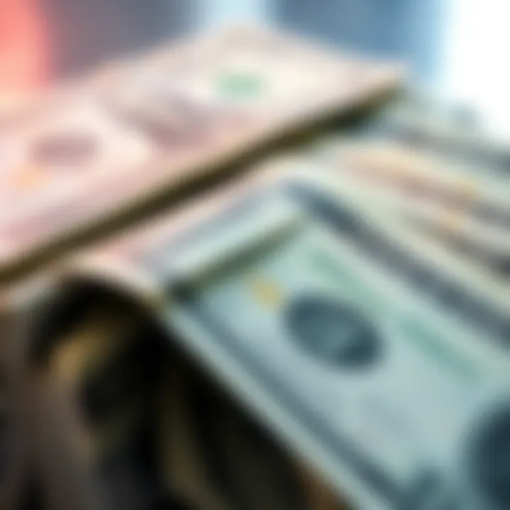 U.S. Dollar Bills A stack of U.S. dollar bills with a close-up on the denominations showing their details.